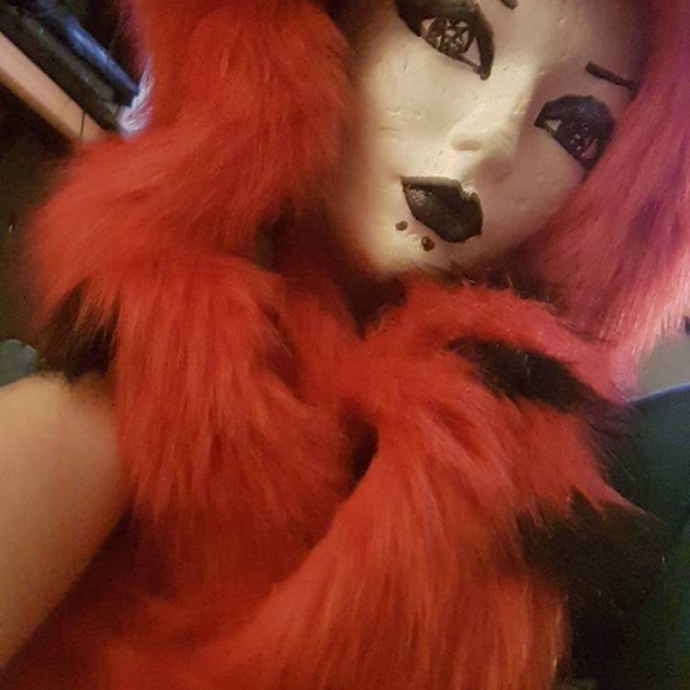 Red long fur  circle DemonHood